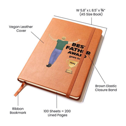 Dad Best Father Award Personalized Graphic Leather Journal - Mallard Moon Gift Shop