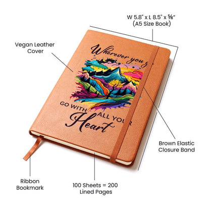 Wherever You Go, Go with all Your Heart Leather Journal - Mallard Moon Gift Shop