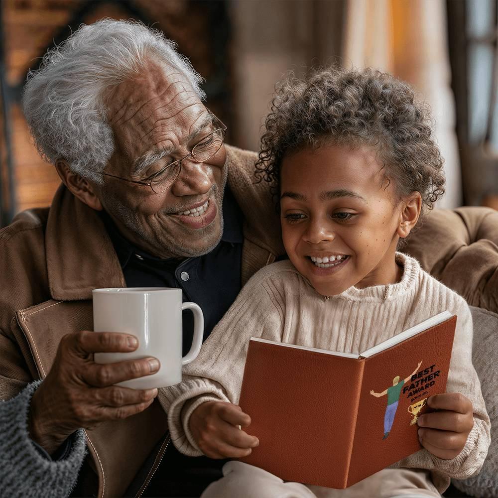 Dad Best Father Award Personalized Graphic Leather Journal - Mallard Moon Gift Shop