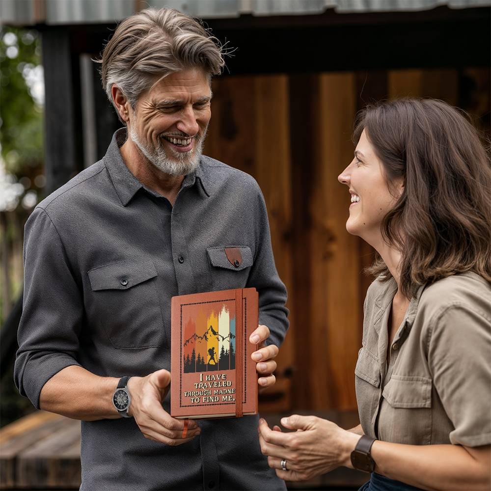 Gift for Dad - I Have Traveled Through Madness to Find Me -Leather Journal - Mallard Moon Gift Shop