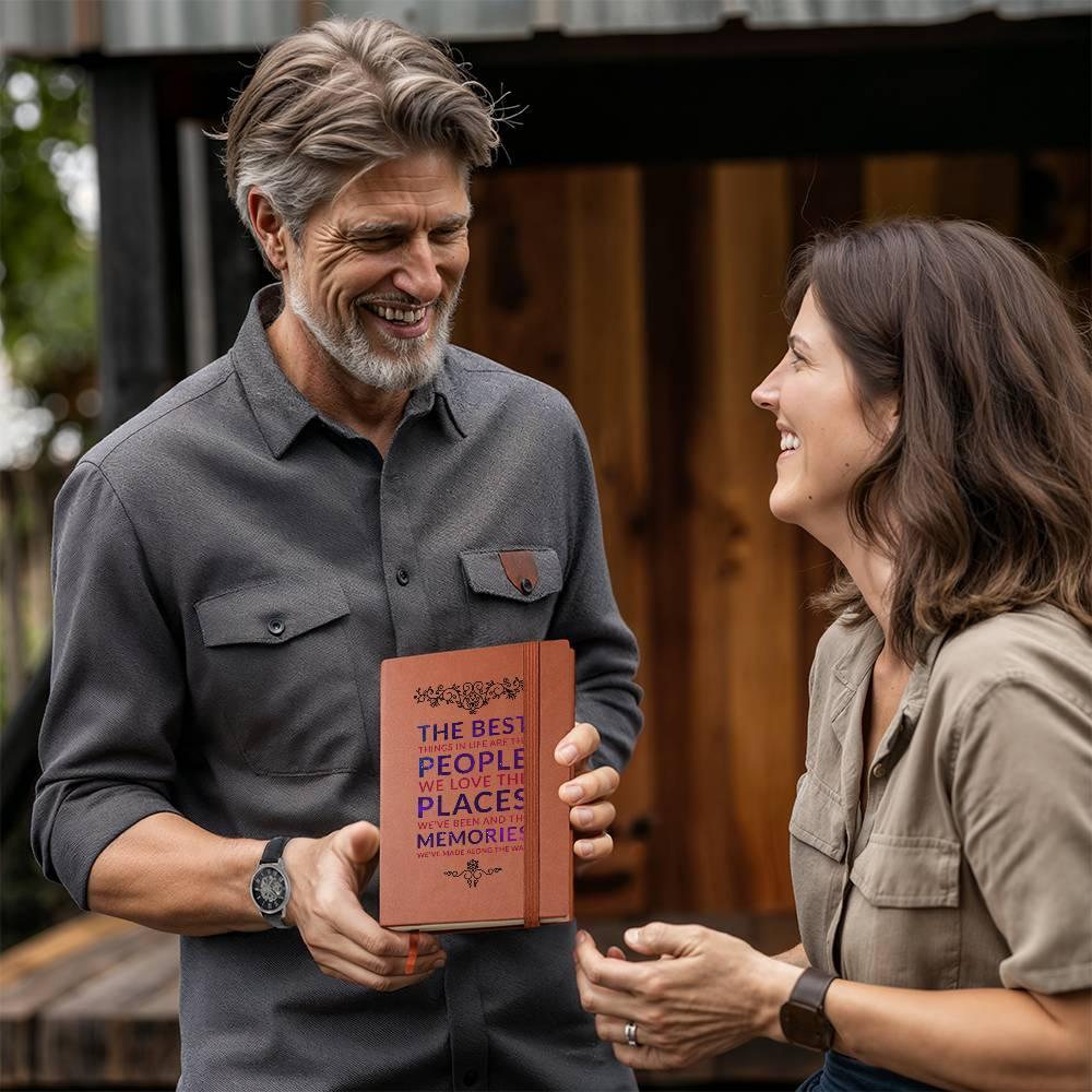 The Best Things are the People We Love Leather Journal - Mallard Moon Gift Shop