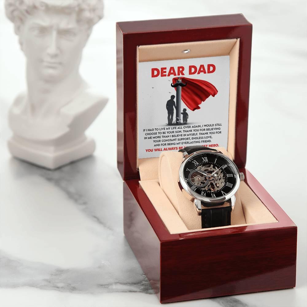 Dad Gift - You Are My Greatest Hero Men's Openwork Watch with Gift Box - Mallard Moon Gift Shop