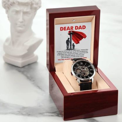Dad Gift - You Are My Greatest Hero Men's Openwork Watch with Gift Box - Mallard Moon Gift Shop