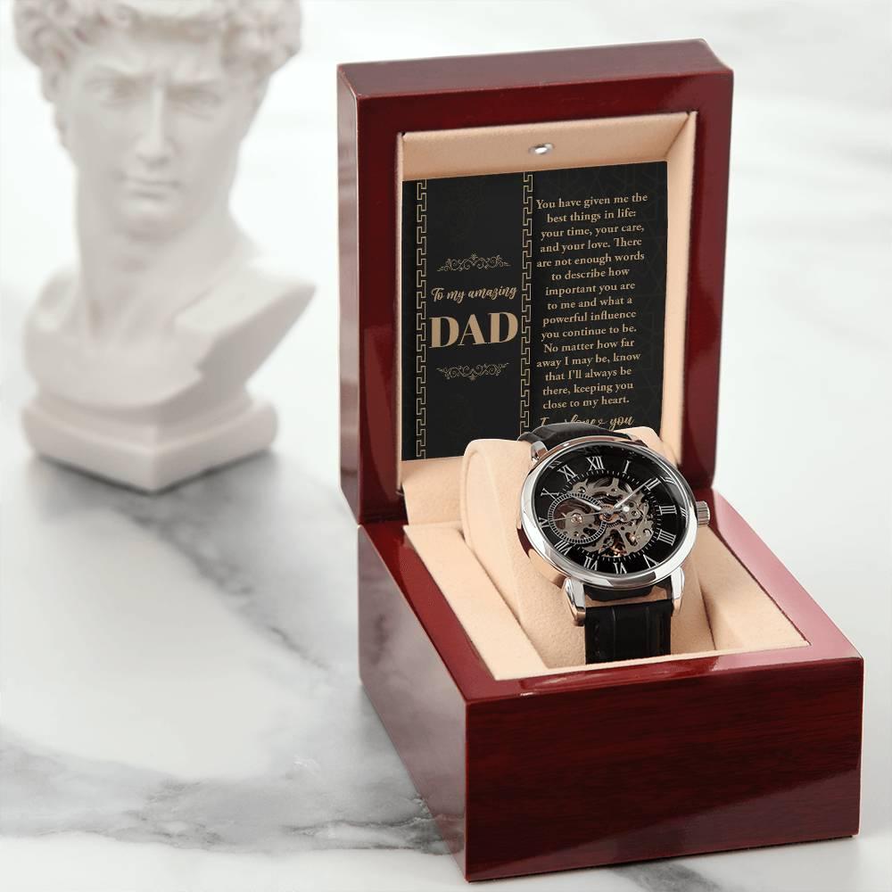 Dad You Have Given Me Your Time, Your Love Men's Openwork Watch with Gift Box - Mallard Moon Gift Shop