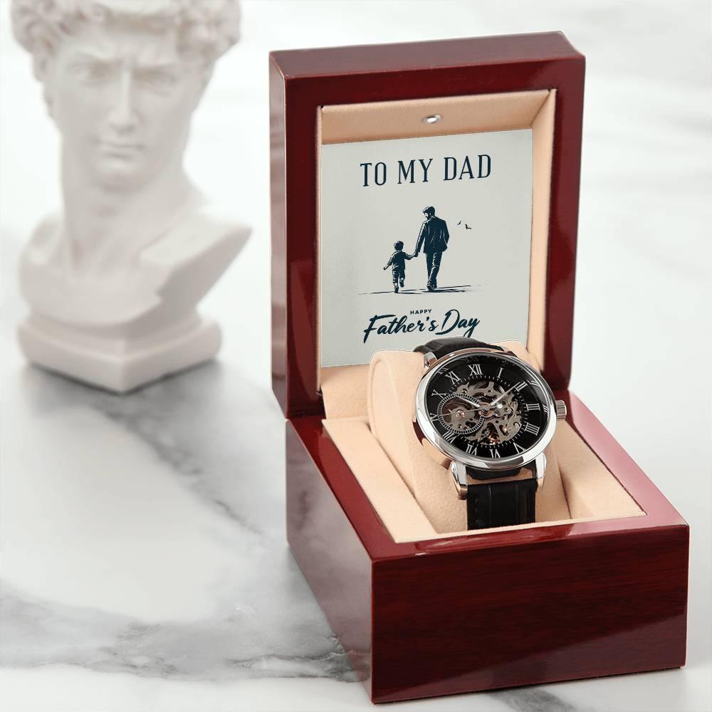 To My Dad Happy Father's Day Men's Openwork Watch with Gift Box - Mallard Moon Gift Shop