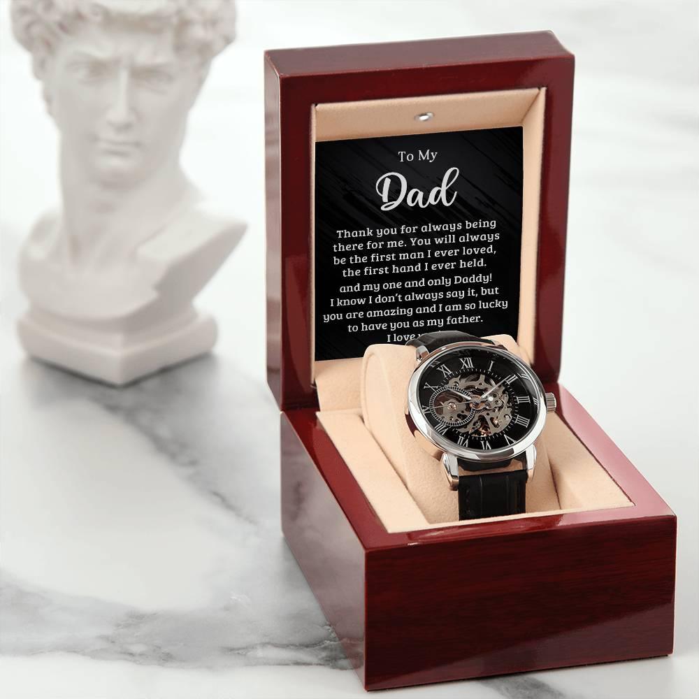 Dad The First Hand I Held Men's Openwork Watch with Gift Box - Mallard Moon Gift Shop