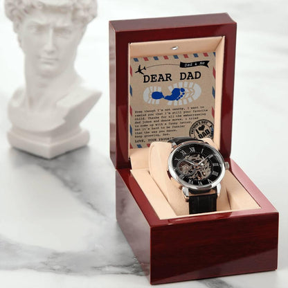 Dad Gift -Thanks for All The Embarrassing Dad Jokes and Dance Moves - Your Favorite Child Men's Openwork Watch with Gift Box - Mallard Moon Gift Shop