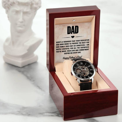 Dad, You Inspire Me - Happy Father’s Day Men's Openwork Watch with Gift Box - Mallard Moon Gift Shop