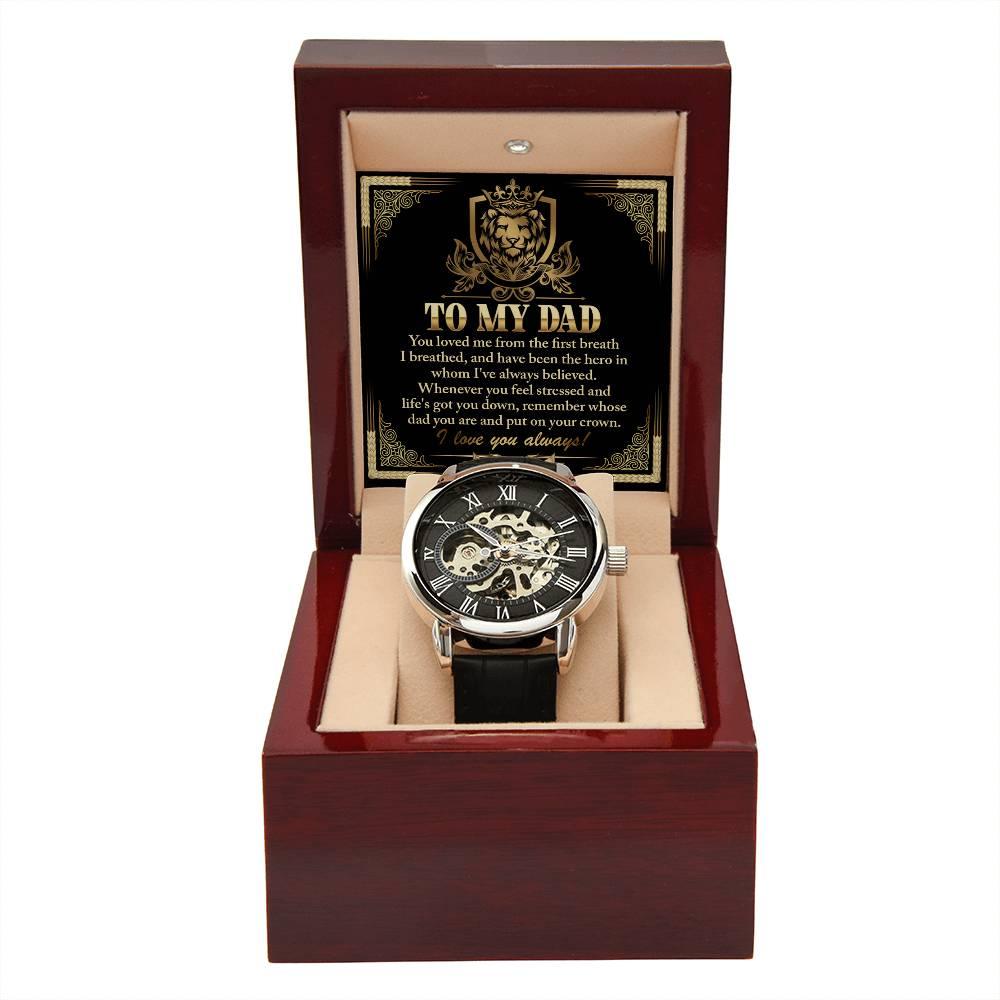 Dad Gift -Put On Your Crown Men's Openwork Watch with Gift Box - Mallard Moon Gift Shop