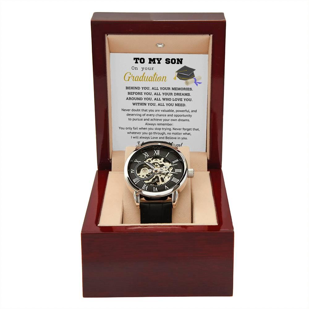 Graduation Gift for Son Personalized Openwork Watch I Will Always Love and Believe in You - Mallard Moon Gift Shop