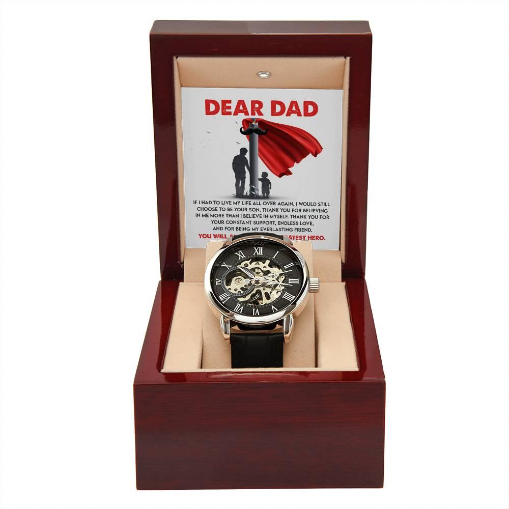 Dad Gift - You Are My Greatest Hero Men's Openwork Watch with Gift Box - Mallard Moon Gift Shop