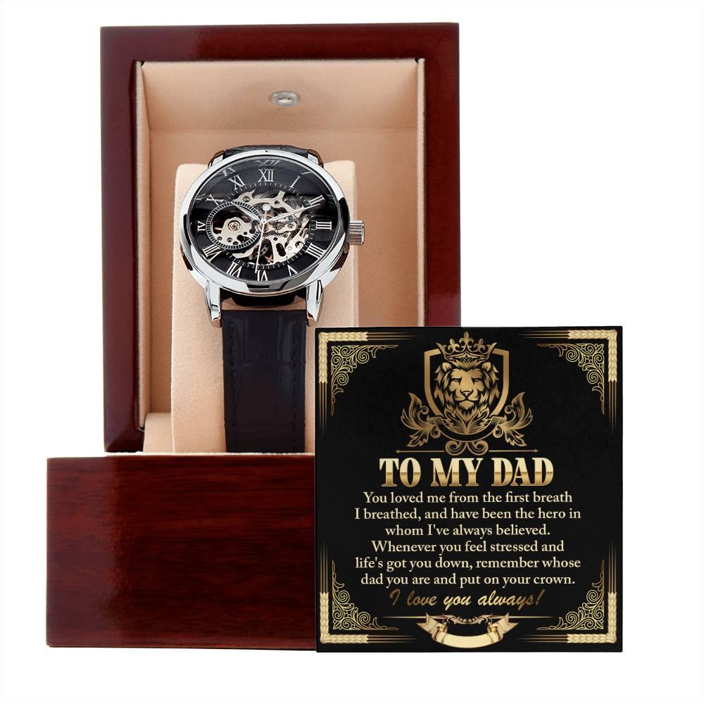 Dad Gift -Put On Your Crown Men's Openwork Watch with Gift Box - Mallard Moon Gift Shop