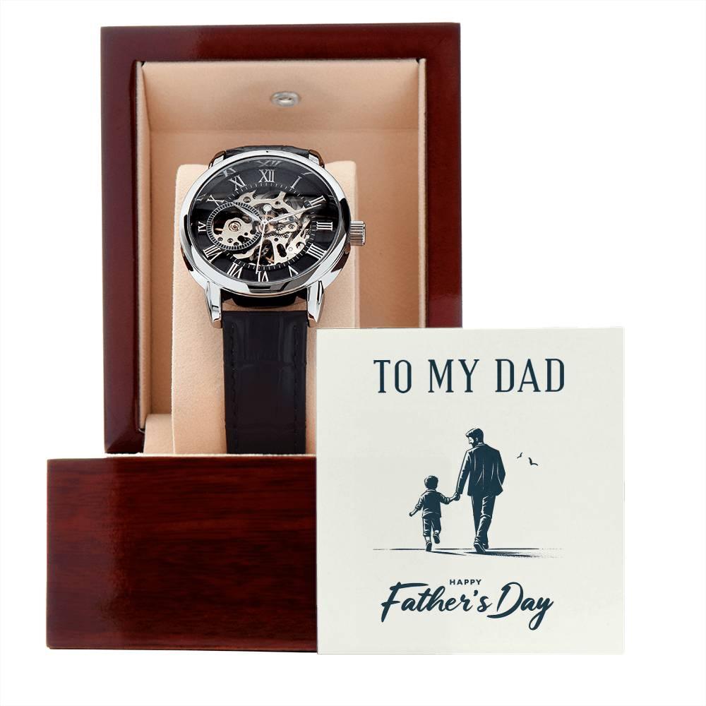 To My Dad Happy Father's Day Men's Openwork Watch with Gift Box - Mallard Moon Gift Shop