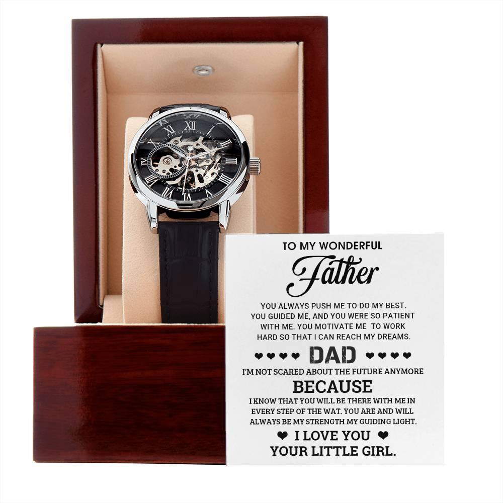 To My Wonderful Father You Are My Guiding Light Men's Openwork Watch with Gift Box - Mallard Moon Gift Shop