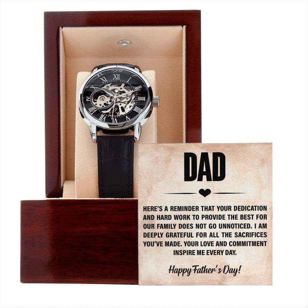Dad, You Inspire Me - Happy Father’s Day Men's Openwork Watch with Gift Box - Mallard Moon Gift Shop