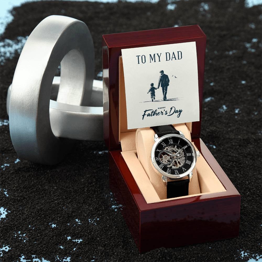 To My Dad Happy Father's Day Men's Openwork Watch with Gift Box - Mallard Moon Gift Shop