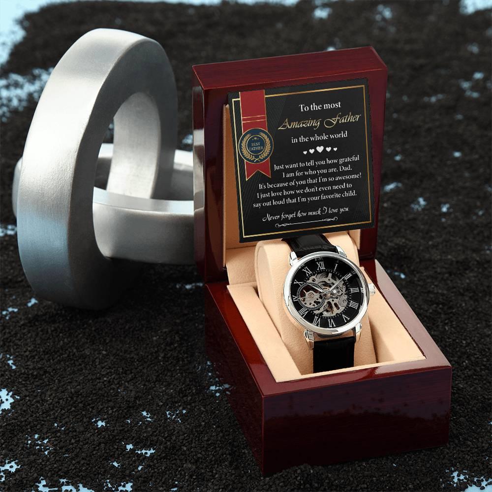 Dad Gift -We Don't Need To Say Out Loud I am You Favorite Child Men's Openwork Watch with Gift Box - Mallard Moon Gift Shop