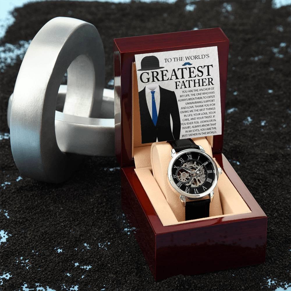 Dad Gift - You Are The Anchor in My Life Men's Openwork Watch with Gift Box - Mallard Moon Gift Shop