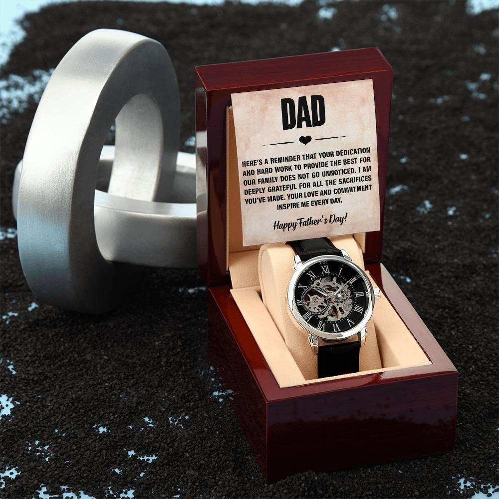Dad, You Inspire Me - Happy Father’s Day Men's Openwork Watch with Gift Box - Mallard Moon Gift Shop