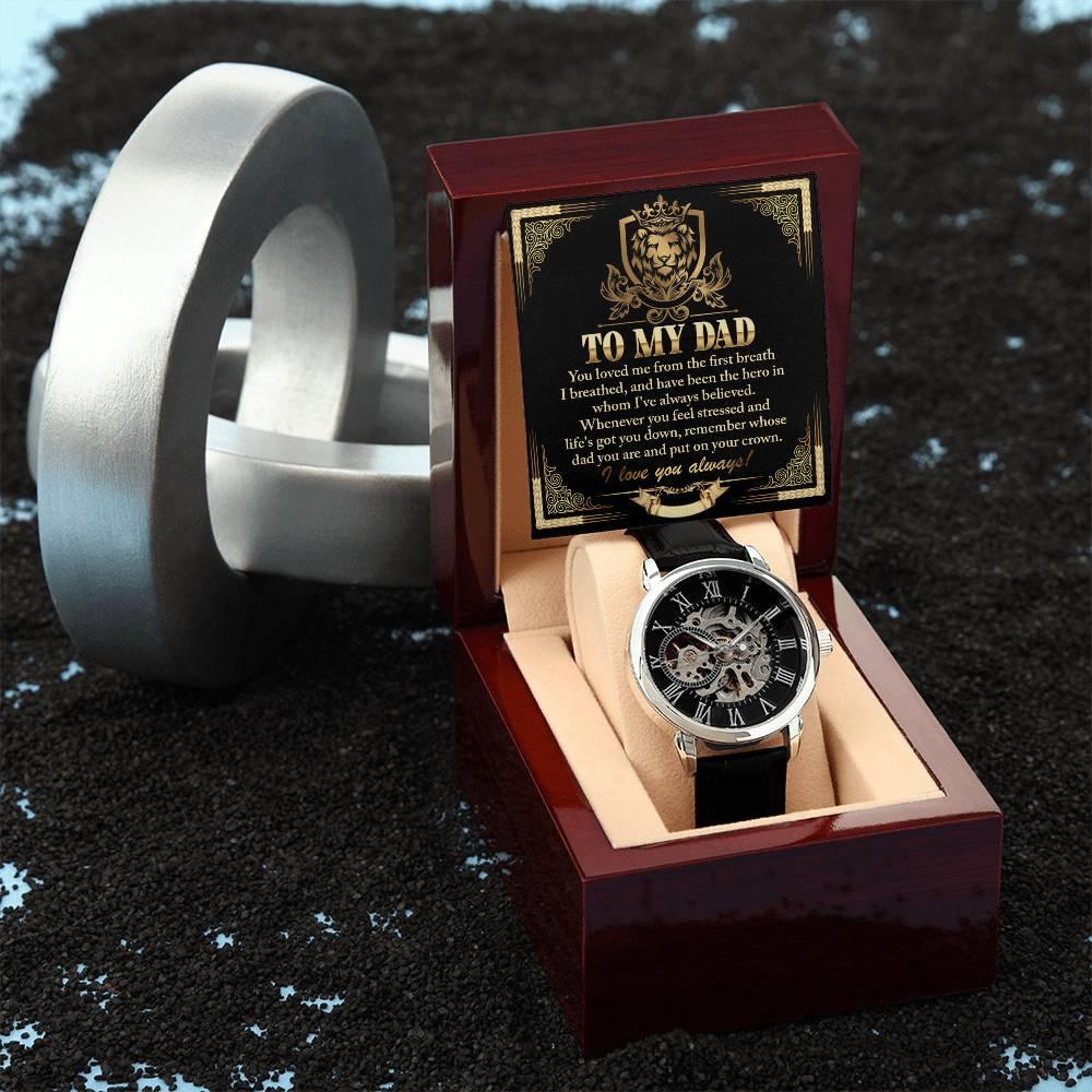 Dad Gift -Put On Your Crown Men's Openwork Watch with Gift Box - Mallard Moon Gift Shop
