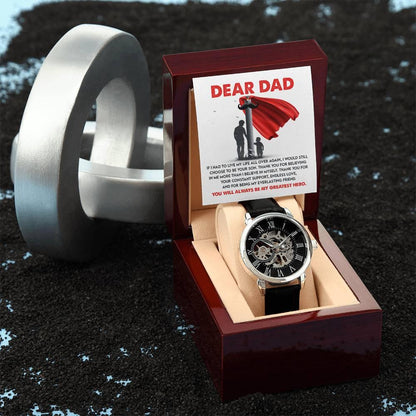Dad Gift - You Are My Greatest Hero Men's Openwork Watch with Gift Box - Mallard Moon Gift Shop
