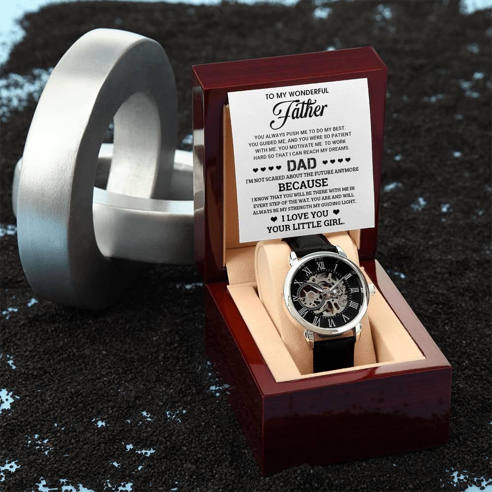 To My Wonderful Father You Are My Guiding Light Men's Openwork Watch with Gift Box - Mallard Moon Gift Shop