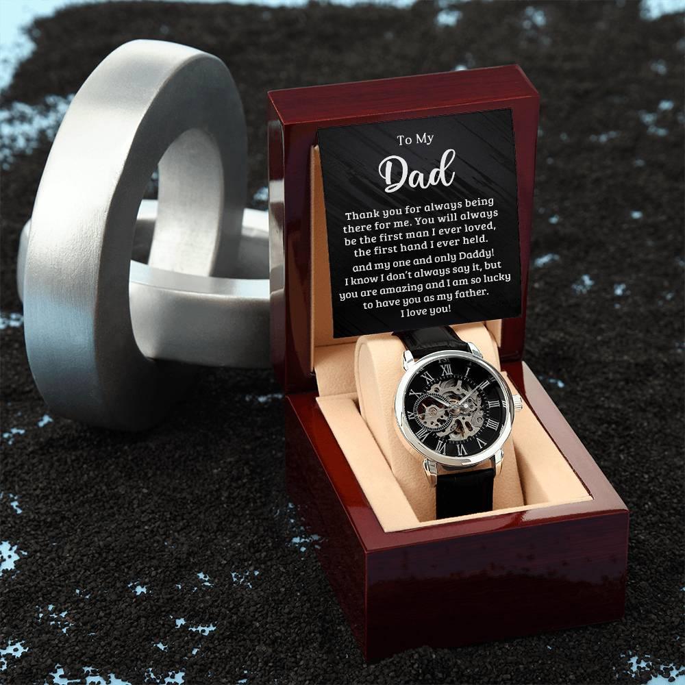 Dad The First Hand I Held Men's Openwork Watch with Gift Box - Mallard Moon Gift Shop