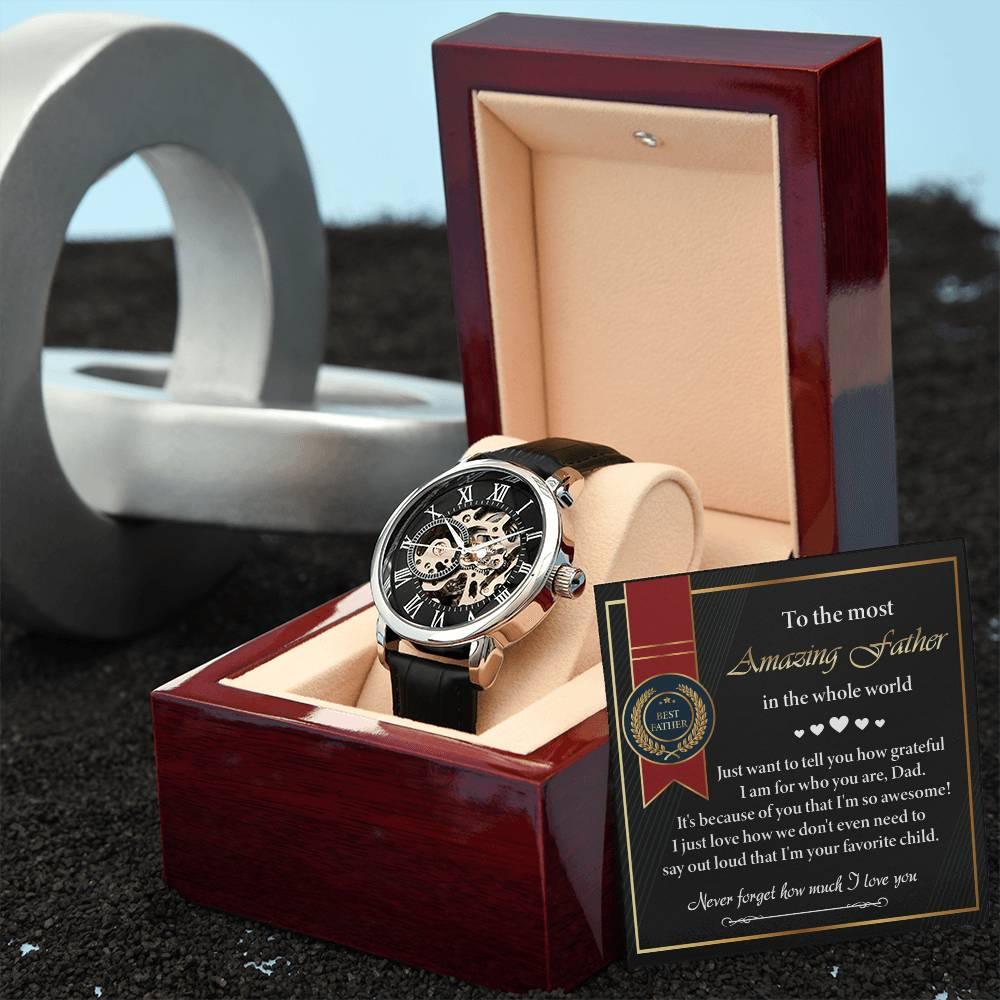 Dad Gift -We Don't Need To Say Out Loud I am You Favorite Child Men's Openwork Watch with Gift Box - Mallard Moon Gift Shop