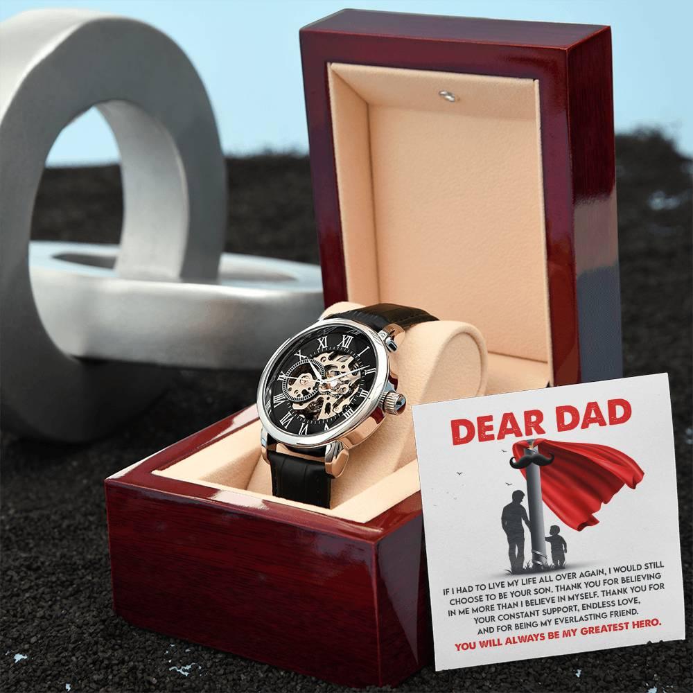Dad Gift - You Are My Greatest Hero Men's Openwork Watch with Gift Box - Mallard Moon Gift Shop