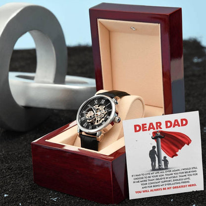 Dad Gift - You Are My Greatest Hero Men's Openwork Watch with Gift Box - Mallard Moon Gift Shop