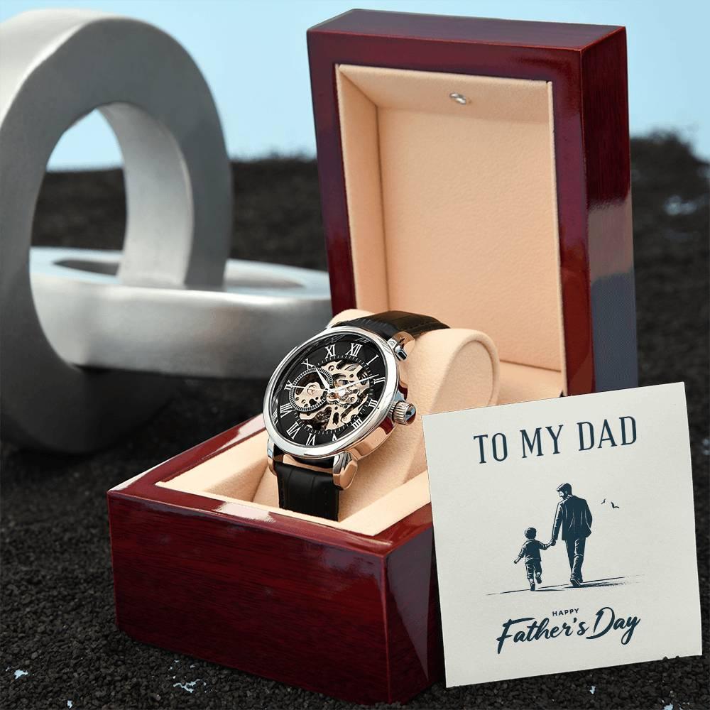 To My Dad Happy Father's Day Men's Openwork Watch with Gift Box - Mallard Moon Gift Shop