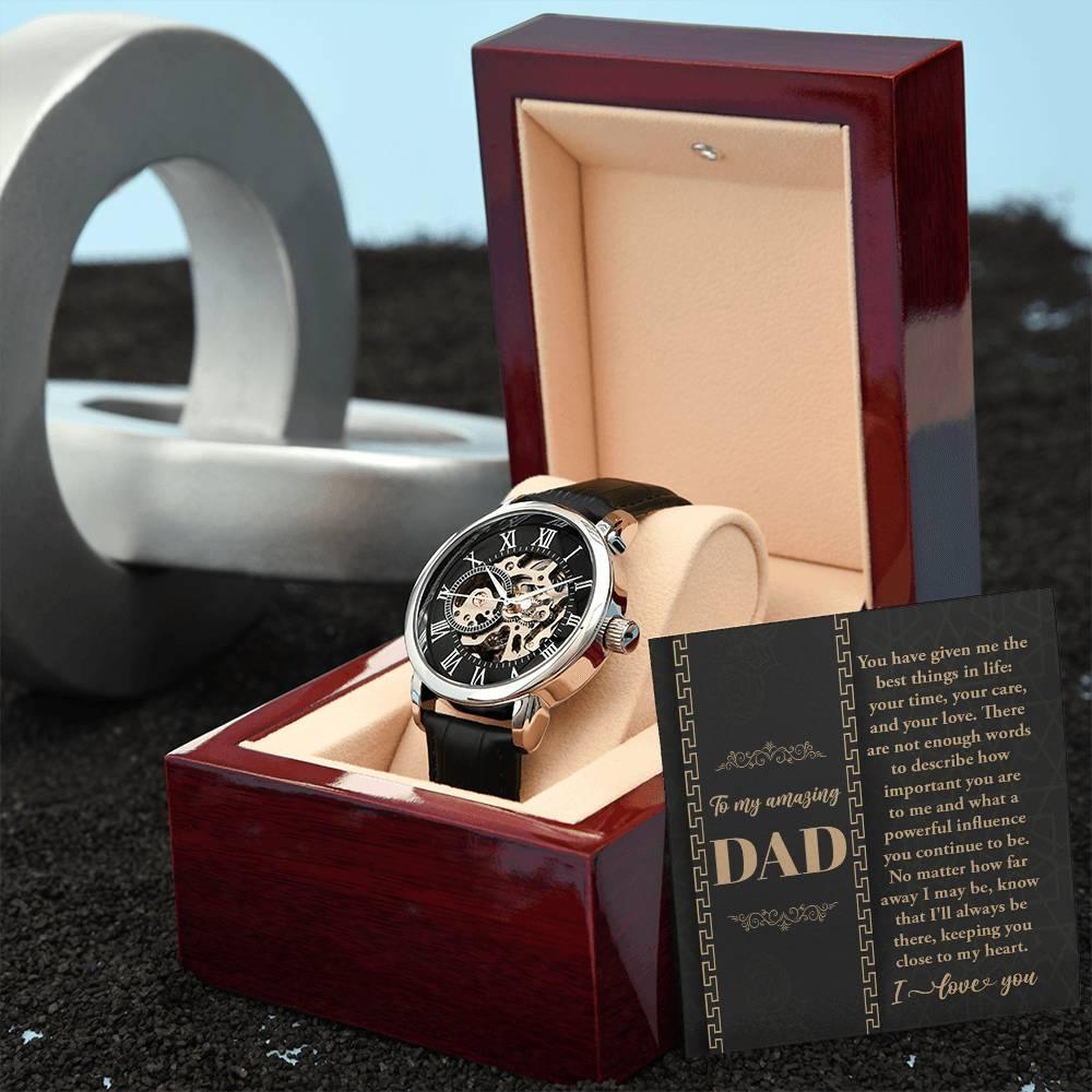 Dad You Have Given Me Your Time, Your Love Men's Openwork Watch with Gift Box - Mallard Moon Gift Shop