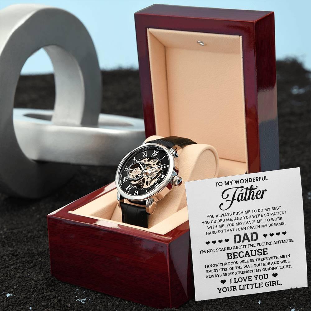 To My Wonderful Father You Are My Guiding Light Men's Openwork Watch with Gift Box - Mallard Moon Gift Shop