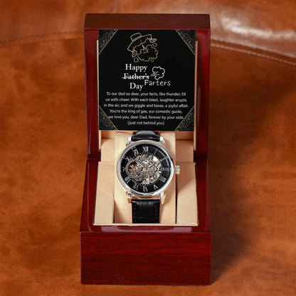 Dad Gift -Funny Happy Farter's Day Men's Openwork Watch with Gift Box - Mallard Moon Gift Shop