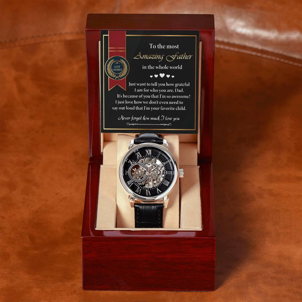 Dad Gift -We Don't Need To Say Out Loud I am You Favorite Child Men's Openwork Watch with Gift Box - Mallard Moon Gift Shop