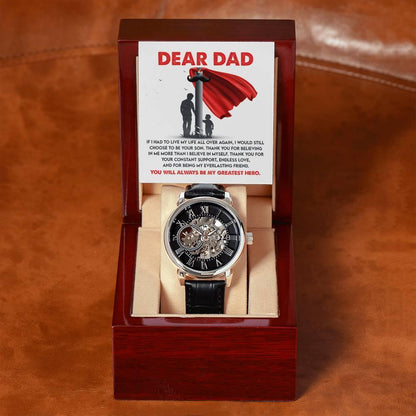 Dad Gift - You Are My Greatest Hero Men's Openwork Watch with Gift Box - Mallard Moon Gift Shop