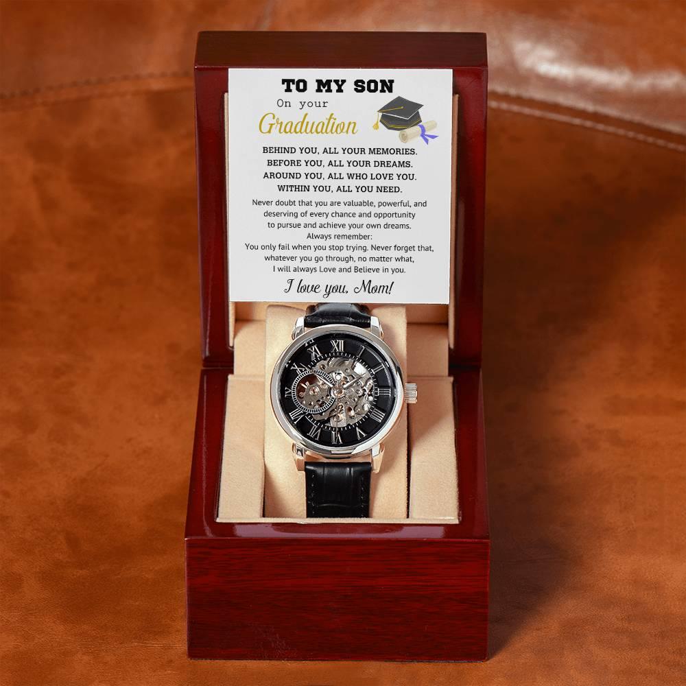 Graduation Gift for Son Personalized Openwork Watch I Will Always Love and Believe in You - Mallard Moon Gift Shop