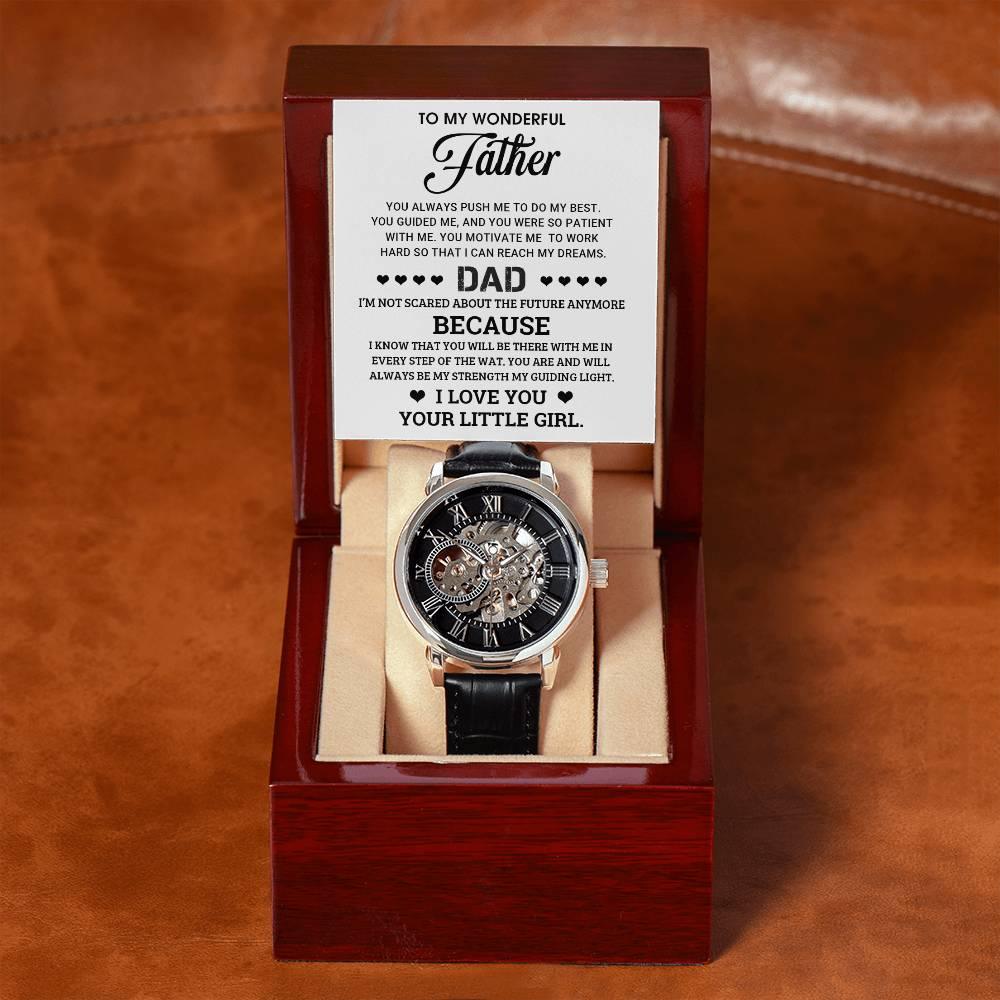 To My Wonderful Father You Are My Guiding Light Men's Openwork Watch with Gift Box - Mallard Moon Gift Shop