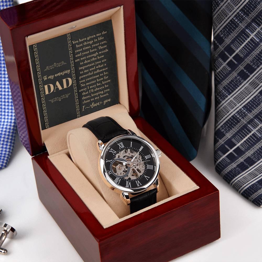 Dad You Have Given Me Your Time, Your Love Men's Openwork Watch with Gift Box - Mallard Moon Gift Shop