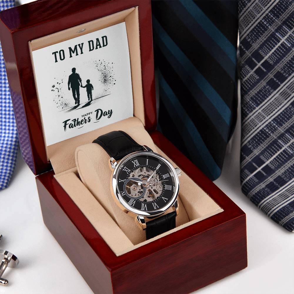 Dad Father's Day Gift Men's Openwork Watch with Gift Box - Mallard Moon Gift Shop