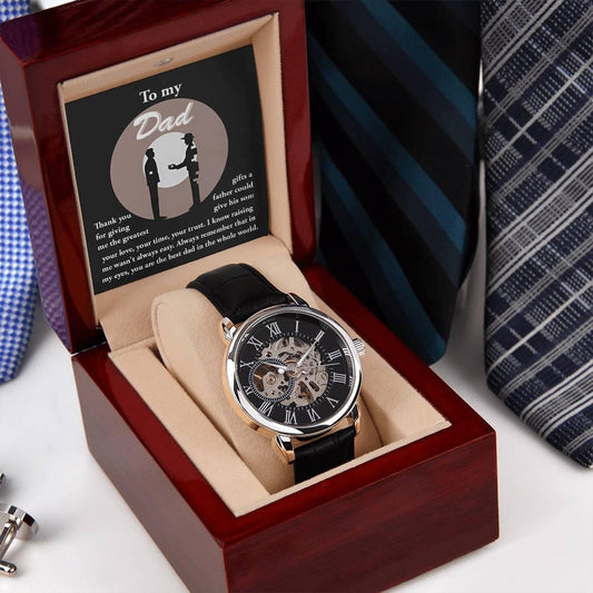 Dad Gift -The Greatest Gifts- Your Love, Time and Trust Men's Openwork Watch with Gift Box - Mallard Moon Gift Shop