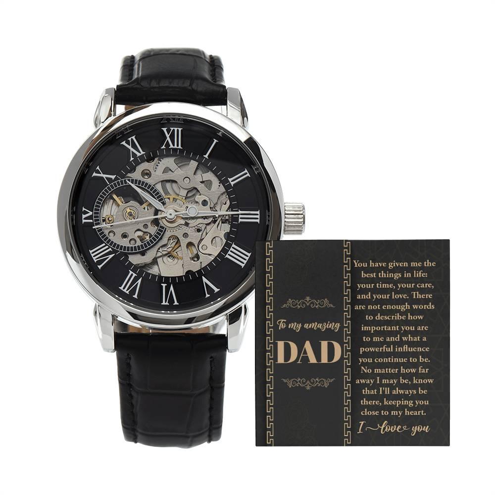 Dad You Have Given Me Your Time, Your Love Men's Openwork Watch with Gift Box - Mallard Moon Gift Shop