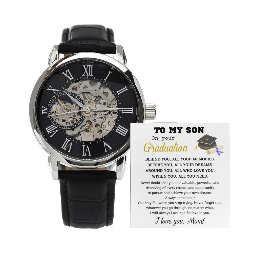 Graduation Gift for Son Personalized Openwork Watch I Will Always Love and Believe in You - Mallard Moon Gift Shop