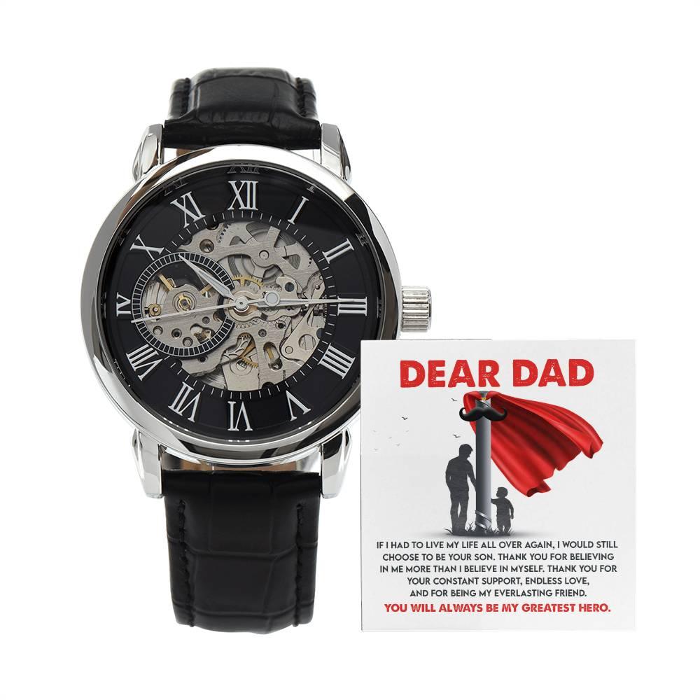 Dad Gift - You Are My Greatest Hero Men's Openwork Watch with Gift Box - Mallard Moon Gift Shop