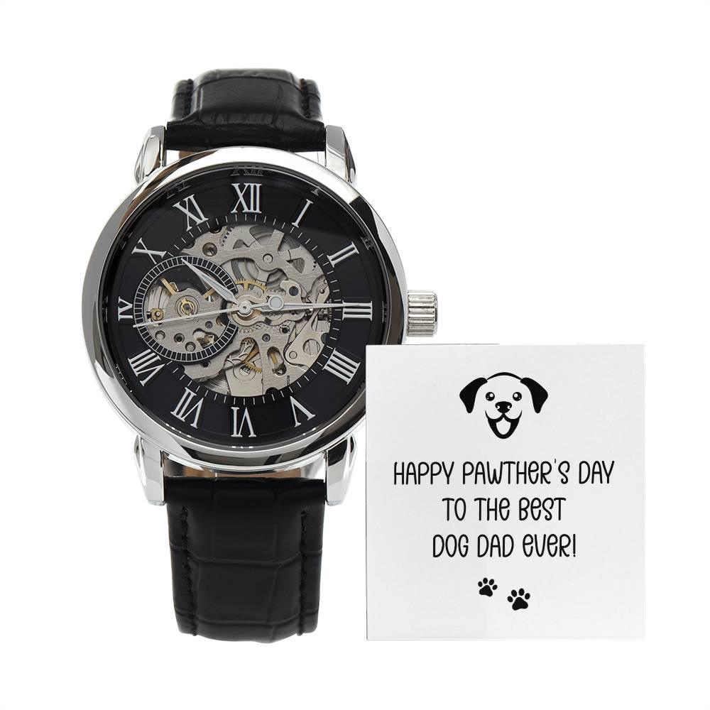 Dad Gift -Happy Pawther’s Day to the Best Dog Dad Men's Openwork Watch with Gift Box - Mallard Moon Gift Shop