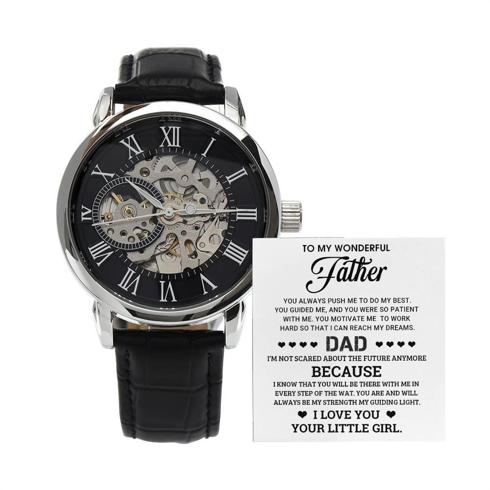 To My Wonderful Father You Are My Guiding Light Men's Openwork Watch with Gift Box - Mallard Moon Gift Shop