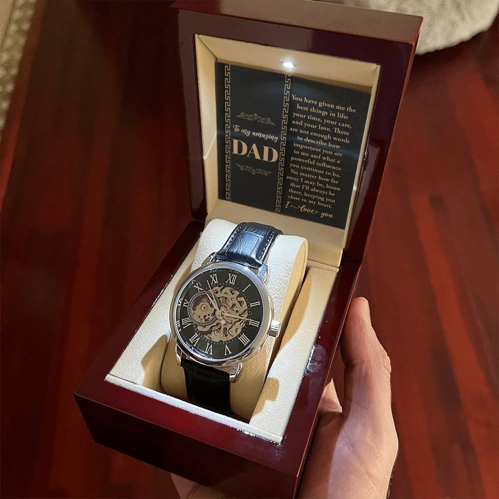 Dad You Have Given Me Your Time, Your Love Men's Openwork Watch with Gift Box - Mallard Moon Gift Shop