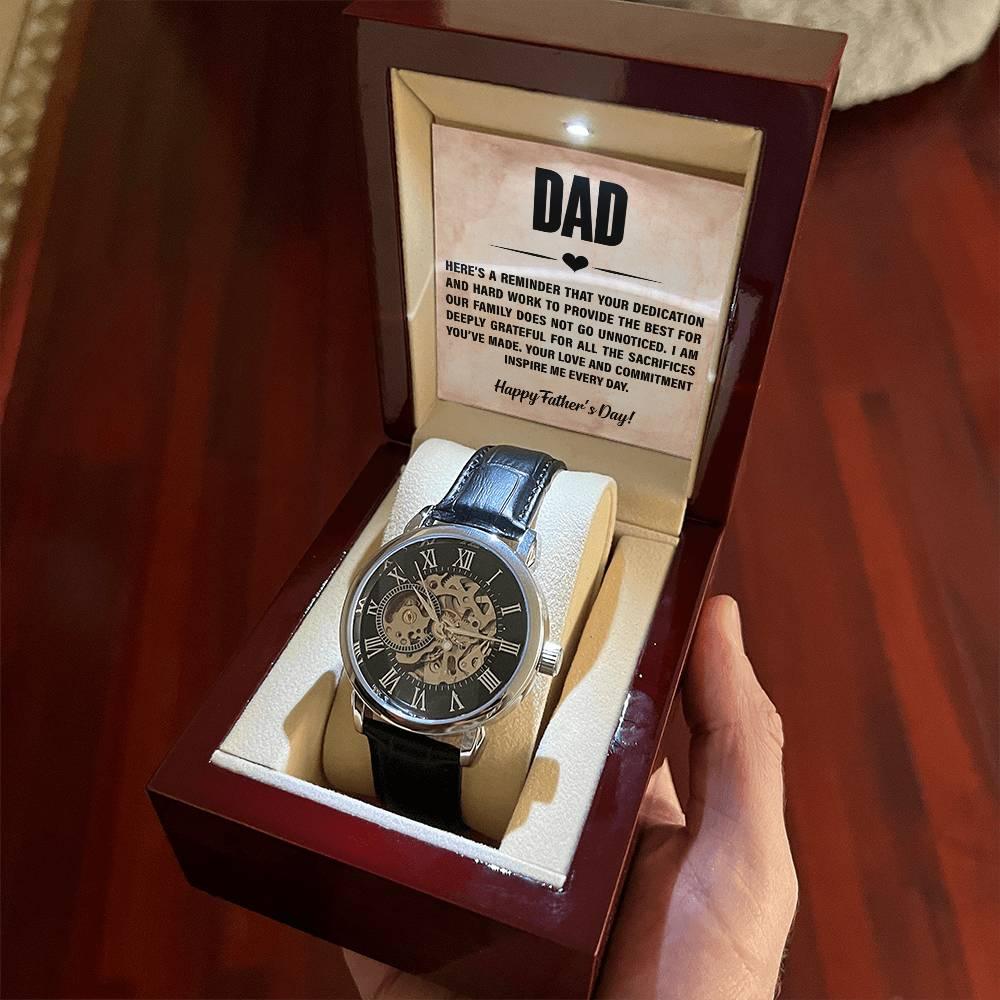 Dad, You Inspire Me - Happy Father’s Day Men's Openwork Watch with Gift Box - Mallard Moon Gift Shop