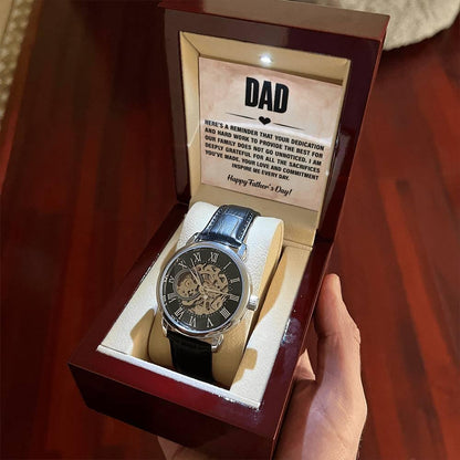 Dad, You Inspire Me - Happy Father’s Day Men's Openwork Watch with Gift Box - Mallard Moon Gift Shop