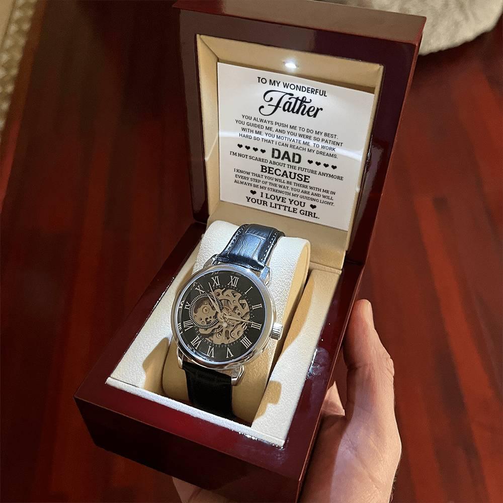 To My Wonderful Father You Are My Guiding Light Men's Openwork Watch with Gift Box - Mallard Moon Gift Shop